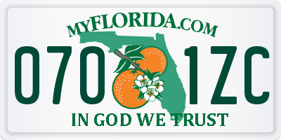 FL license plate 0701ZC