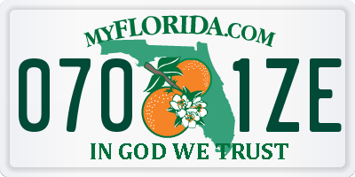 FL license plate 0701ZE