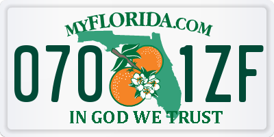 FL license plate 0701ZF