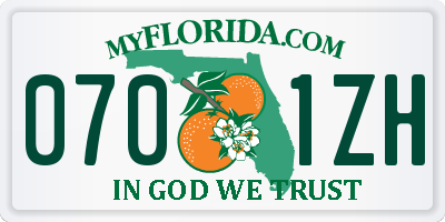 FL license plate 0701ZH