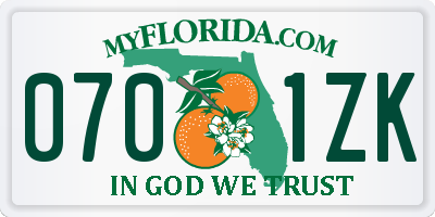 FL license plate 0701ZK