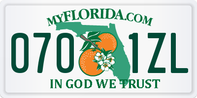FL license plate 0701ZL