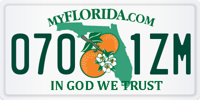 FL license plate 0701ZM