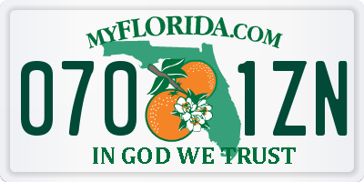 FL license plate 0701ZN