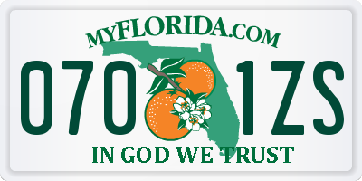 FL license plate 0701ZS