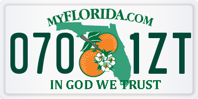 FL license plate 0701ZT
