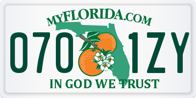 FL license plate 0701ZY