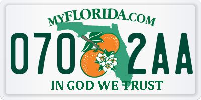 FL license plate 0702AA