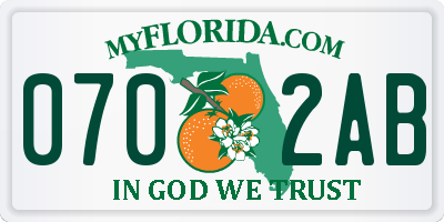 FL license plate 0702AB