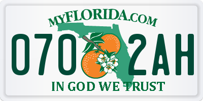 FL license plate 0702AH