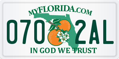 FL license plate 0702AL