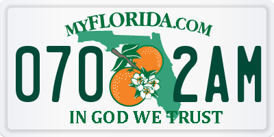 FL license plate 0702AM