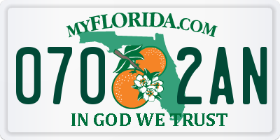 FL license plate 0702AN