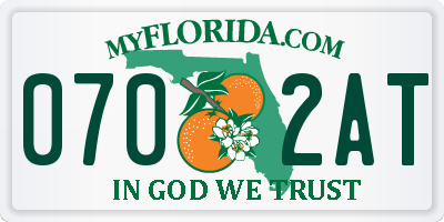 FL license plate 0702AT