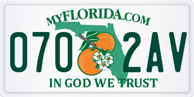 FL license plate 0702AV