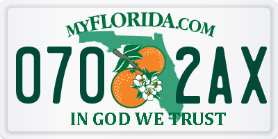 FL license plate 0702AX
