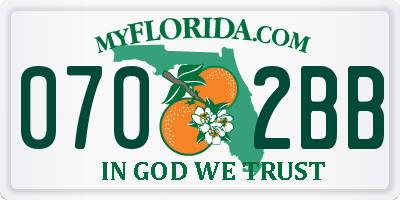 FL license plate 0702BB