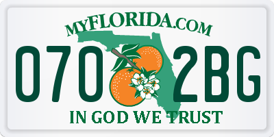 FL license plate 0702BG