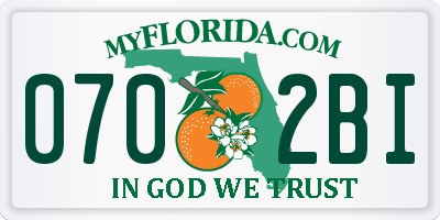 FL license plate 0702BI