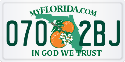 FL license plate 0702BJ