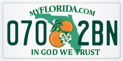 FL license plate 0702BN