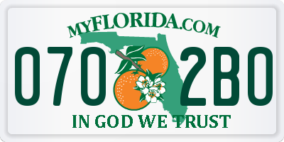 FL license plate 0702BO