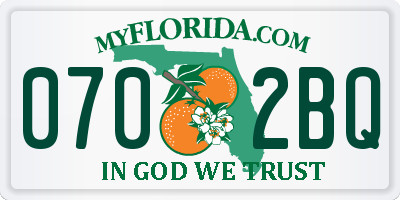 FL license plate 0702BQ