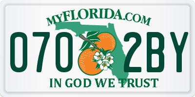FL license plate 0702BY