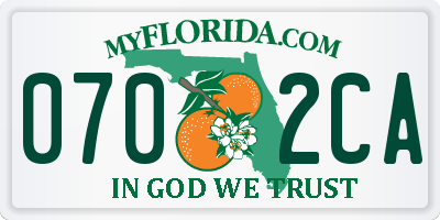 FL license plate 0702CA