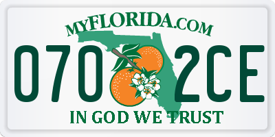 FL license plate 0702CE