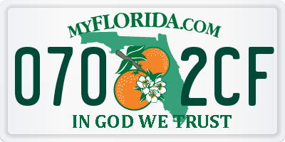 FL license plate 0702CF