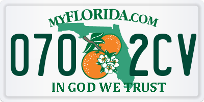 FL license plate 0702CV