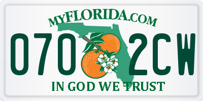 FL license plate 0702CW