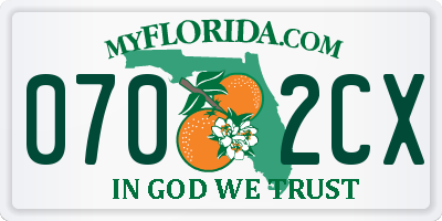 FL license plate 0702CX