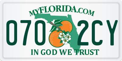 FL license plate 0702CY