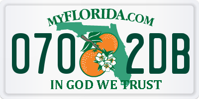 FL license plate 0702DB