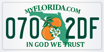 FL license plate 0702DF