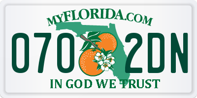 FL license plate 0702DN