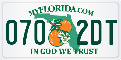 FL license plate 0702DT