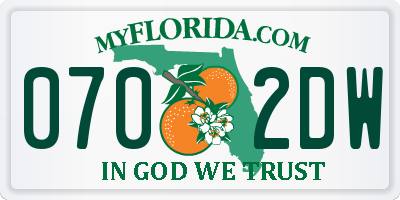 FL license plate 0702DW