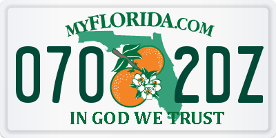 FL license plate 0702DZ