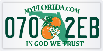 FL license plate 0702EB