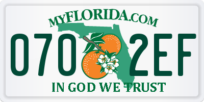 FL license plate 0702EF