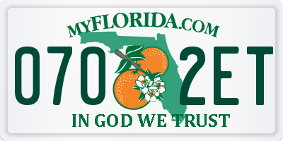 FL license plate 0702ET