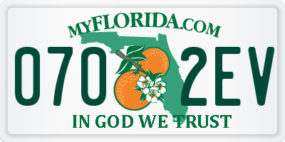 FL license plate 0702EV