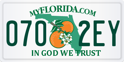 FL license plate 0702EY