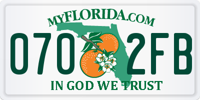 FL license plate 0702FB