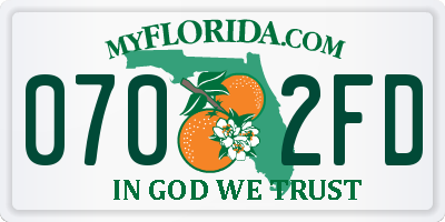 FL license plate 0702FD