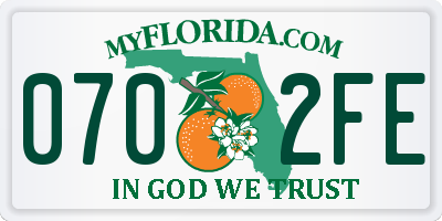FL license plate 0702FE