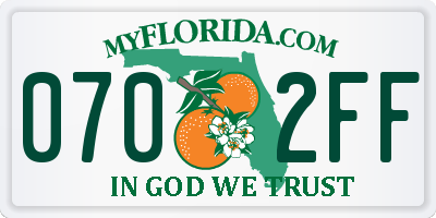 FL license plate 0702FF